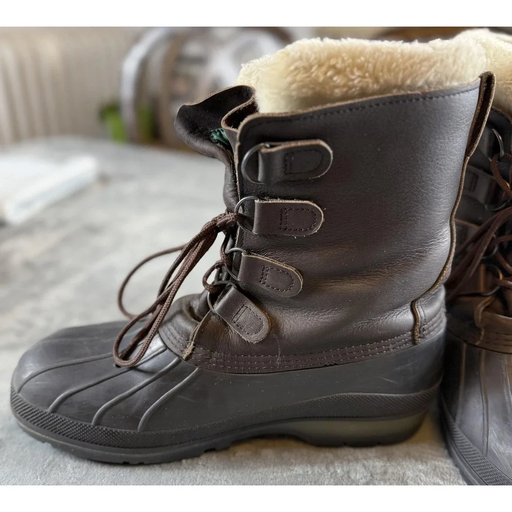 Baffin Winter Snow Boots Mens 11 Leather Waterproof Duck Insulated Faux Fur